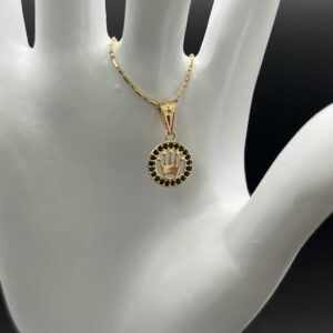 Dije Corona Imperial de Oro con Circonias Negras